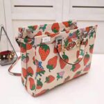 Gucci GG Women Gucci Zumi Strawberry Print Medium Top Handle Bag in Gucci Strawberry Print Ivory Leather - Image 6