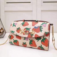 Gucci GG Women Gucci Zumi Strawberry Print Mini Bag in Gucci Strawberry Print Ivory Leather (1)