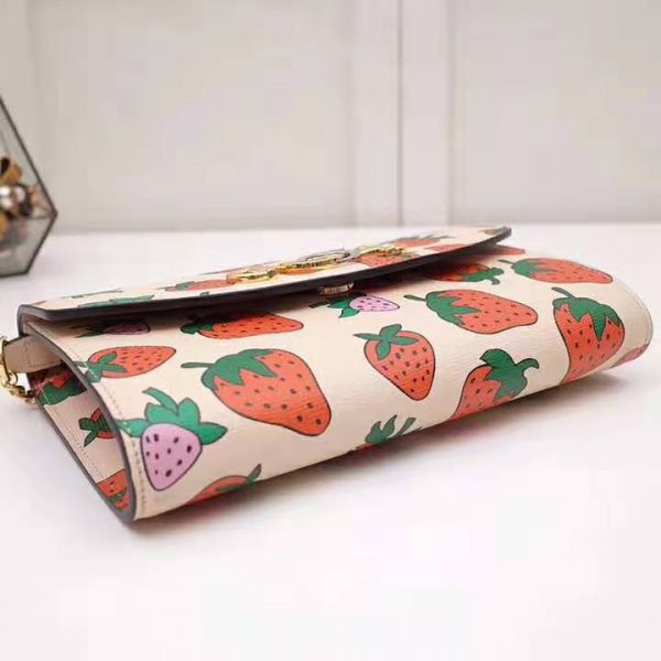 Gucci GG Women Gucci Zumi Strawberry Print Mini Bag in Gucci Strawberry Print Ivory Leather (7)
