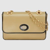Gucci GG Women Leather Small Shoulder Bag in Textured Leather-Beige (1)