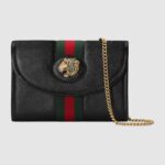 Gucci GG Women Rajah Mini Bag in Leather with a Vintage Effect-Black
