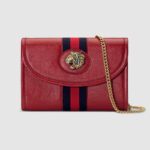 Gucci GG Women Rajah Mini Bag in Leather with a Vintage Effect-Red
