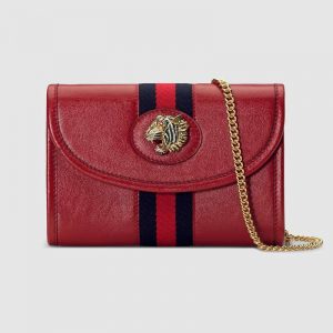 Gucci GG Women Rajah Mini Bag in Leather with a Vintage Effect-Red