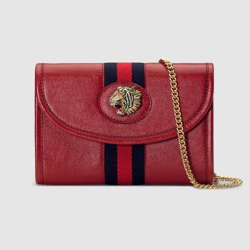 Gucci GG Women Rajah Mini Bag in Leather with a Vintage Effect-Red