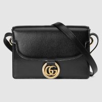 Gucci GG Women Small Leather Shoulder Bag in Textured Leather-Grey (2)