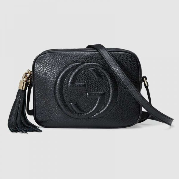 Gucci GG Women Soho Small Leather Disco Bag in Embossed Interlocking G-Black