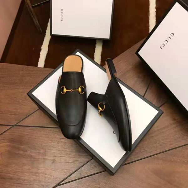 Gucci Men Leather Horsebit Slipper 1.3 cm Heel-Black (4)