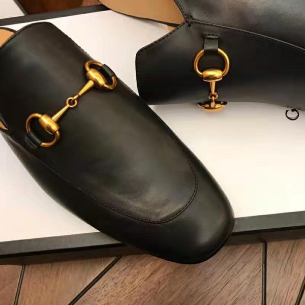 Gucci Men Leather Horsebit Slipper 1.3 cm Heel-Black (5)