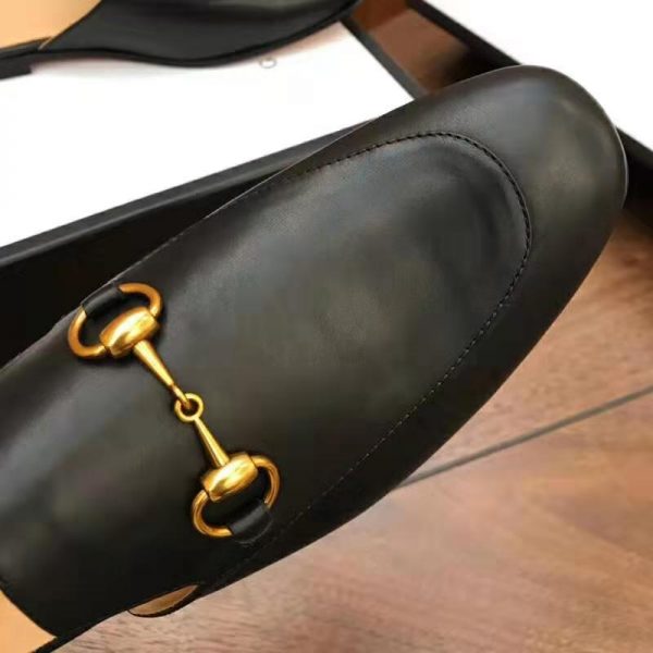 Gucci Men Leather Horsebit Slipper 1.3 cm Heel-Black (7)
