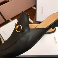 Gucci Men Leather Horsebit Slipper 1.3 cm Heel-Black (1)