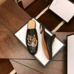 Gucci Men Princetown Embroidered Leather Slipper with Tiger Appliqué 1.27cm Heel-Black - Image 5