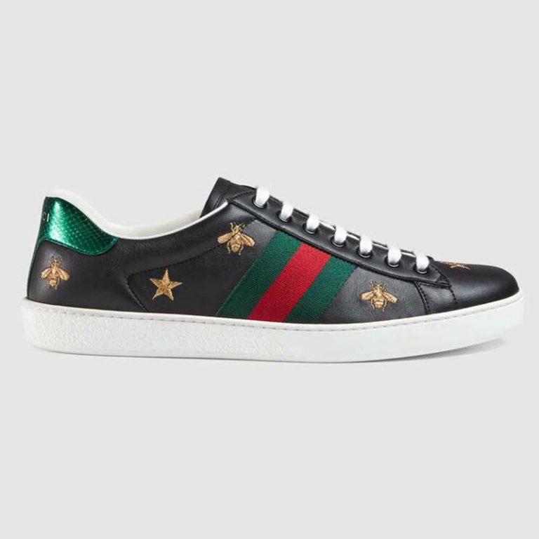 Gucci Women's Ace Embroidered Sneaker in White Leather with Bees and ...