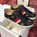 Gucci Men's Ace Embroidered Sneaker in Black Leather with Bees and Stars - Image 2