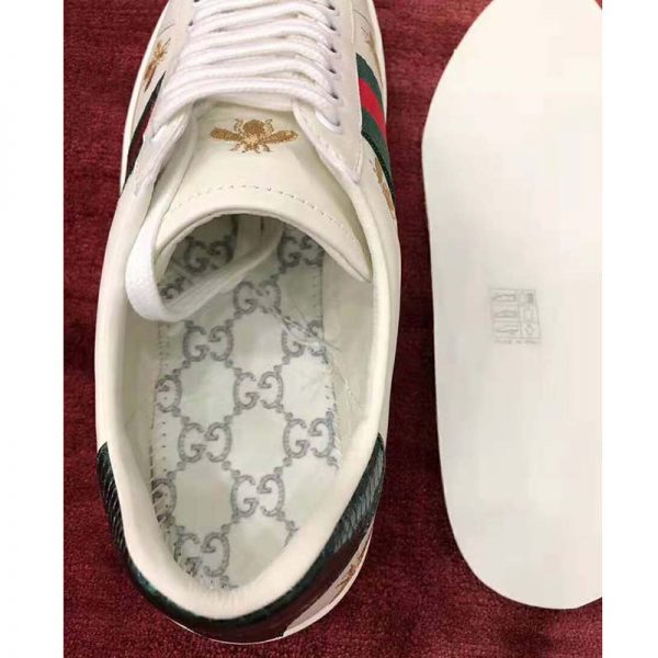Gucci Men’s Ace Embroidered Sneaker in White Leather with Bees and Stars (11)