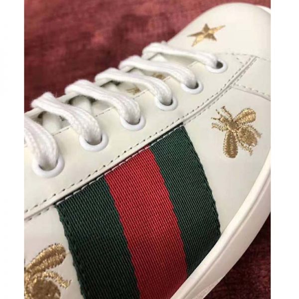 Gucci Men’s Ace Embroidered Sneaker in White Leather with Bees and Stars (2)
