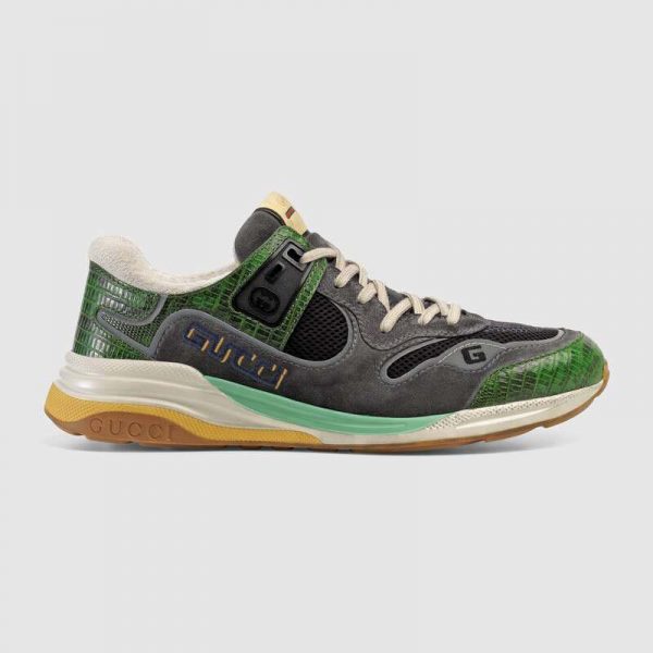 Gucci Men’s Ultrapace Sneaker in Embroidered G Detail 3 cm Heel-Green (7)