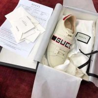 Gucci Unisex Ace Sneaker with Gucci Stripe in White Leather Rubber Sole (1)