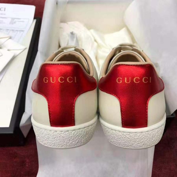 Gucci Unisex Ace Sneaker with Gucci Stripe in White Leather Rubber Sole (7)