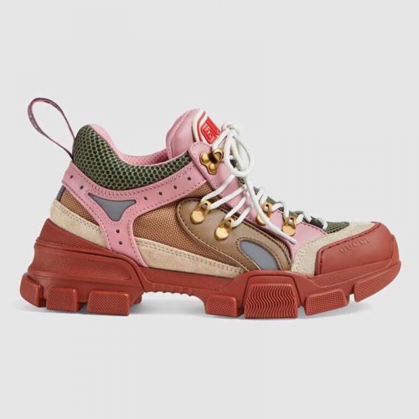 Gucci Unisex Flashtrek Sneaker in Brown and Pink Leather 5.6 cm Heel (1)