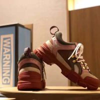 Gucci Unisex Flashtrek Sneaker in Brown and Pink Leather 5.6 cm Heel (1)