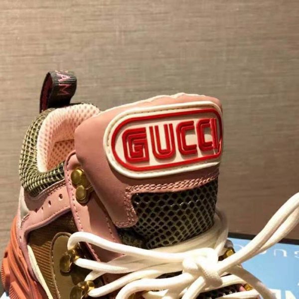 Gucci Unisex Flashtrek Sneaker in Brown and Pink Leather 5.6 cm Heel (5)
