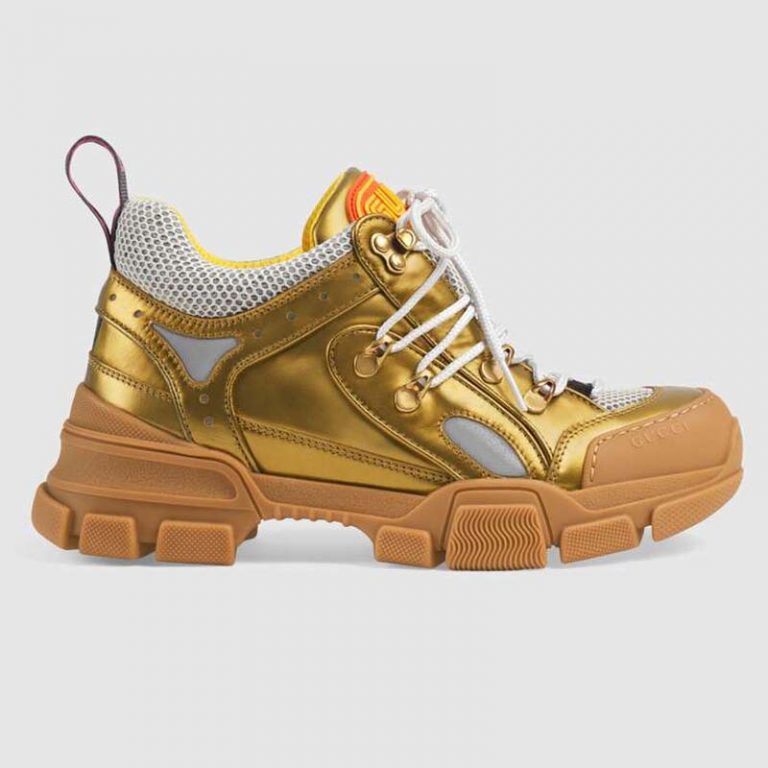 gold gucci trainers