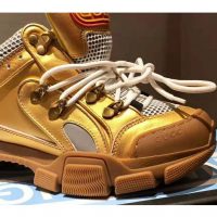 Gucci Unisex Flashtrek Sneaker in Gold Metallic Leather 5.6 cm Heel (1)