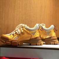 Gucci Unisex Flashtrek Sneaker in Gold Metallic Leather 5.6 cm Heel (1)