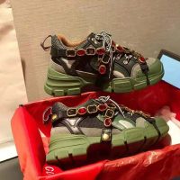 Gucci Unisex Flashtrek Sneaker in Green and Black Leather 5.6 cm Heel (1)