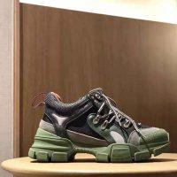 Gucci Unisex Flashtrek Sneaker in Green and Black Leather 5.6 cm Heel (1)