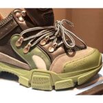 Gucci Unisex Flashtrek Sneaker in Green and Black Leather 5.6 cm Heel - Image 8