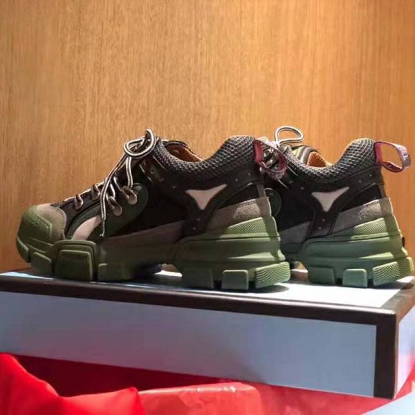 Gucci Unisex Flashtrek Sneaker in Green and Black Leather 5.6 cm Heel (9)