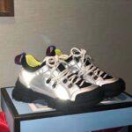 Gucci Unisex Flashtrek Sneaker with Crystals in Silver Metallic Leather 5.6 cm Heel - immagine 4