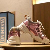Gucci Unisex Flashtrek Sneaker with Removable Crystals in Pink Metallic Leather 5.6 cm Heel (1)