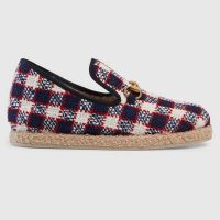 Gucci Unisex GG Check Tweed Loafer in Blue White and Red Check Tweed (1)