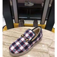 Gucci Unisex GG Check Tweed Loafer in Blue White and Red Check Tweed (1)