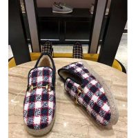 Gucci Unisex GG Check Tweed Loafer in Blue White and Red Check Tweed (1)