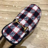 Gucci Unisex GG Check Tweed Loafer in Blue White and Red Check Tweed (1)