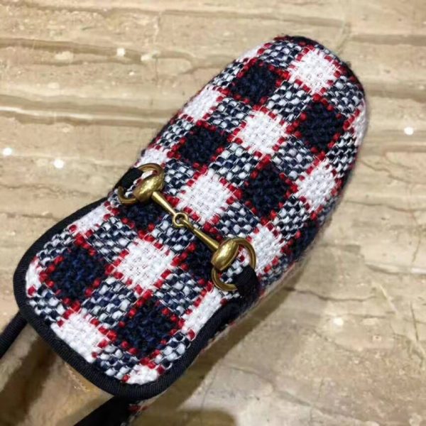 gucci blue tweed loafers