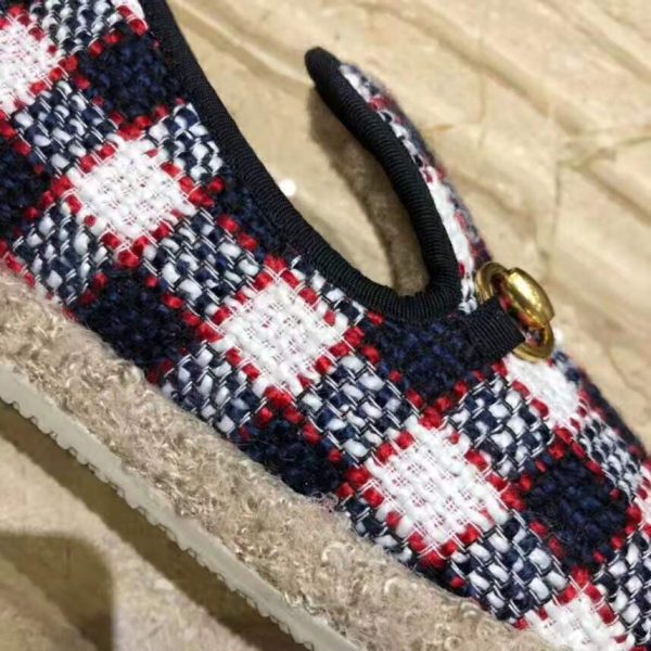 Gucci Unisex GG Check Tweed Loafer in Blue White and Red Check Tweed (4)