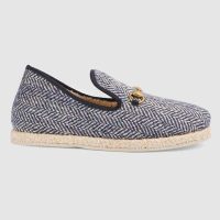 Gucci Unisex GG Herringbone Loafer in Blue and White Herringbone (1)