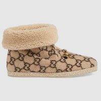 Gucci Unisex GG Wool Ankle Boot in Textured Fabrics-Beige (1)