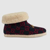 Gucci Unisex GG Wool Ankle Boot in Textured Fabrics-Navy (1)