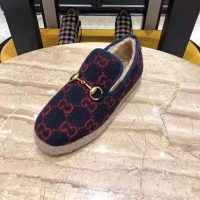 Gucci Unisex GG Wool Loafer in Blue and Red GG Wool (1)