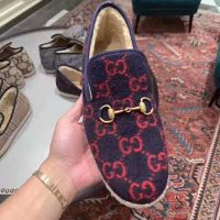 Gucci Unisex GG Wool Loafer in Blue and Red GG Wool (1)