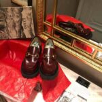 Gucci Unisex Leather Lug Sole Horsebit Loafer in Bordeaux Leather 4.6 cm Heel - immagine 9