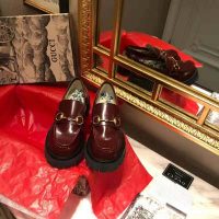 Gucci Unisex Leather Lug Sole Horsebit Loafer in Bordeaux Leather 4.6 cm Heel (1)