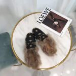 Gucci Unisex Princetown Embroidered Leather Slipper with Bees and Stars in Lamb Wool-Black - Imagen 7