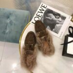 Gucci Unisex Princetown GG Velvet Slipper in Lamb Wool-Brown - immagine 4