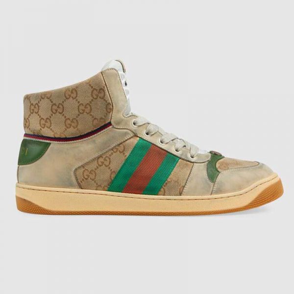 Gucci Unisex Screener GG High-Top Sneaker in Beige Original GG Canvas and Leather (1)